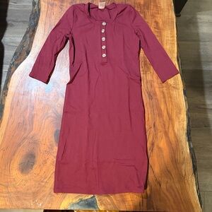 Lou Lou & Company Elegant Burgundy Button-Down/vip front nursing/maternity Dress
